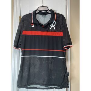 Rare L.R. Vicenza Soccer Staff Polo Diesel‎ FILA Black Sz Large Missing Button